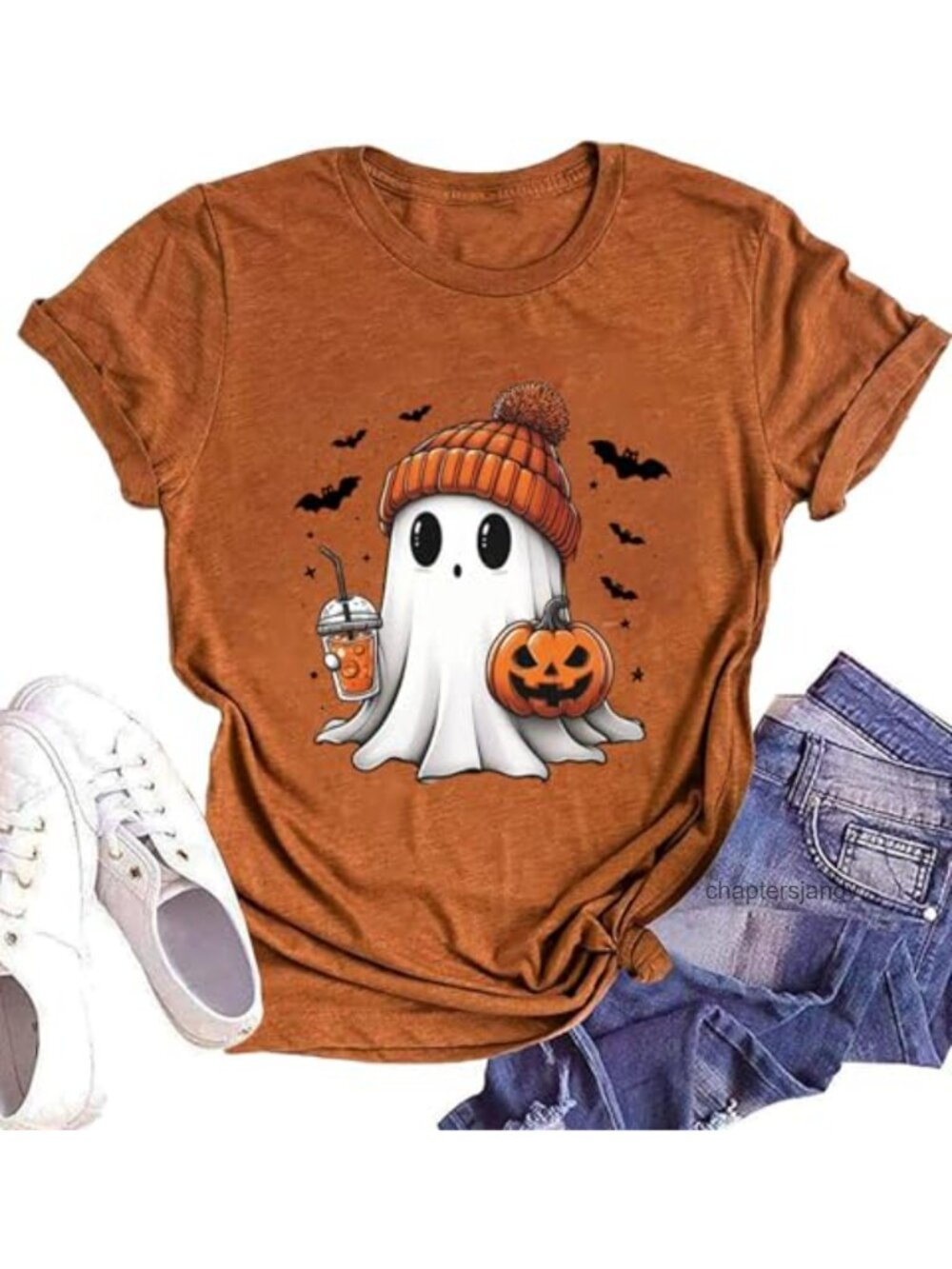 Halloween Pumpkin Graphic Tee Womens Cotton Blend Short Sleeve Fall Top